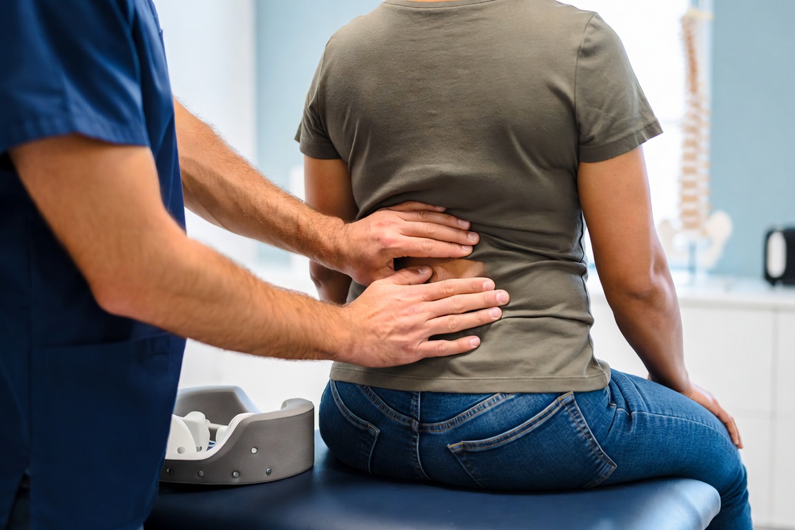 Car accident chiropractor evaluating a patient's neck for whiplash in Garland, TX